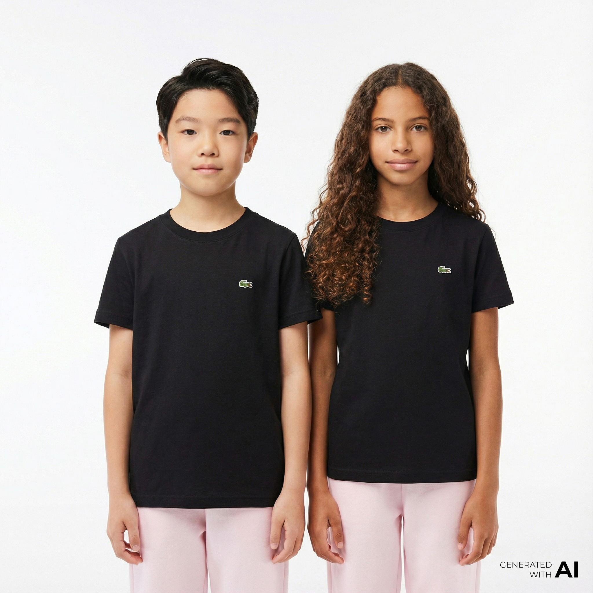  Lacoste Çocuk Bisiklet Yaka Siyah T-Shirt