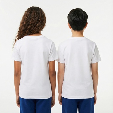  Lacoste Çocuk Bisiklet Yaka Beyaz T-Shirt