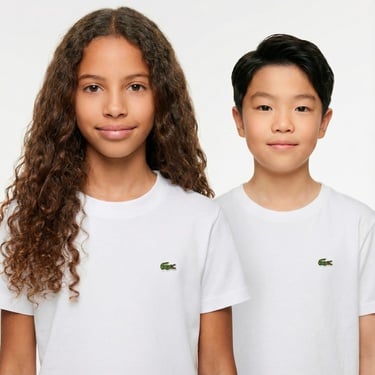  Lacoste Çocuk Bisiklet Yaka Beyaz T-Shirt