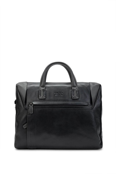  Tamer Tanca Erkek Hakiki Deri Siyah/Gri Evrak Çantası