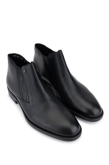  Tamer Tanca Erkek Hakiki Deri Siyah Casual Bot