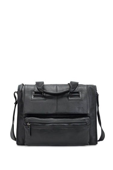  Tamer Tanca Erkek Hakiki Deri Siyah Evrak Çantası