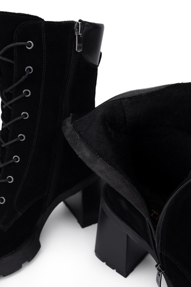  Tamer Tanca Kadın Hakiki Deri Siyah Süet Casual Bot