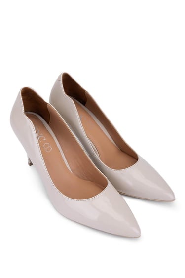  Tamer Tanca Kadın Hakiki Deri Bej Topuklu Ayakkabı