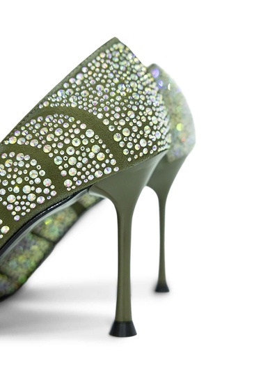  Tamer Tanca Kadın Hakiki Deri Yeşil Abiye Ayakkabı