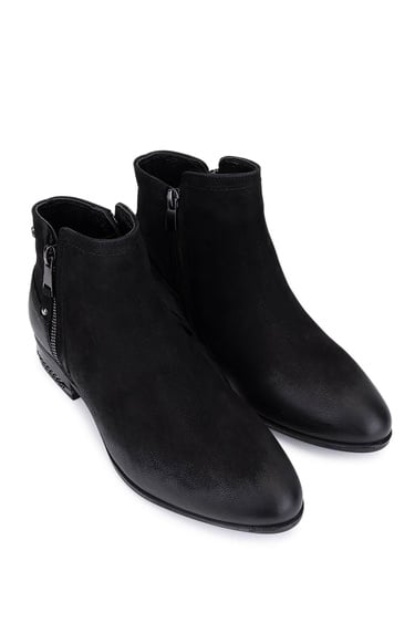  Tamer Tanca Kadın Hakiki Deri Siyah Nubuk Klasik Bot