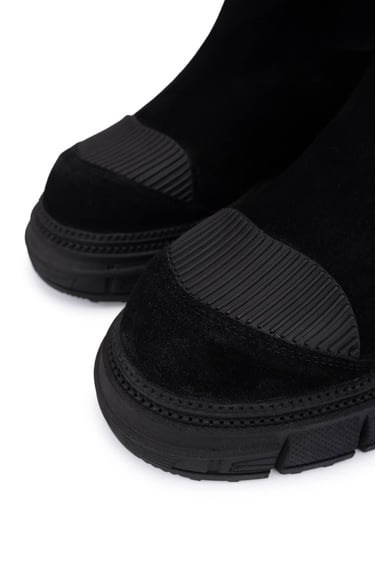  Tamer Tanca Kadın Hakiki Deri Siyah Süet Casual Bot