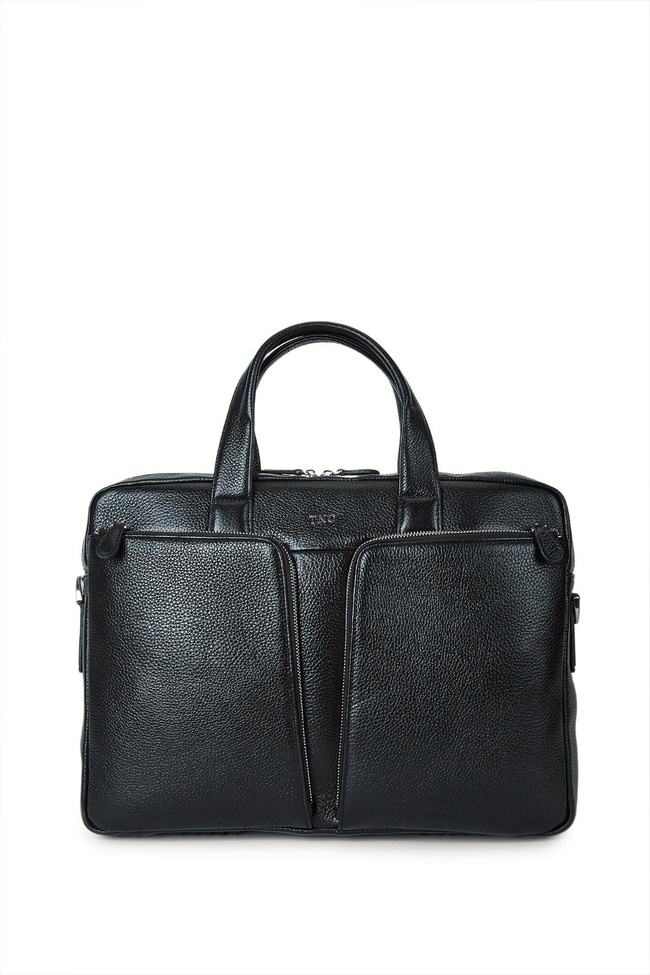  Tamer Tanca Erkek Hakiki Deri Siyah Evrak Çantası