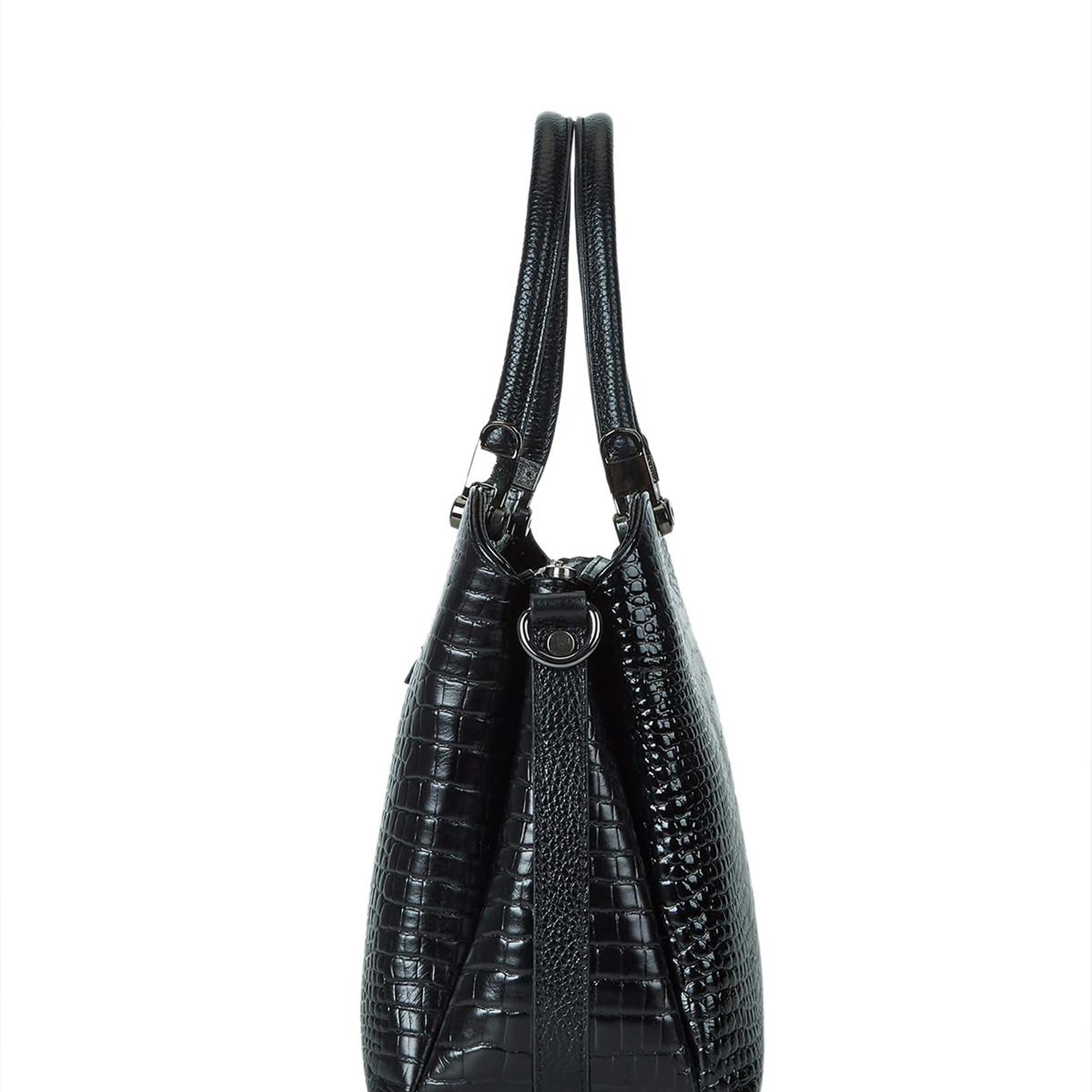 Tamer Tanca Kadın Hakiki Deri Siyah Kroko Kol Çantası