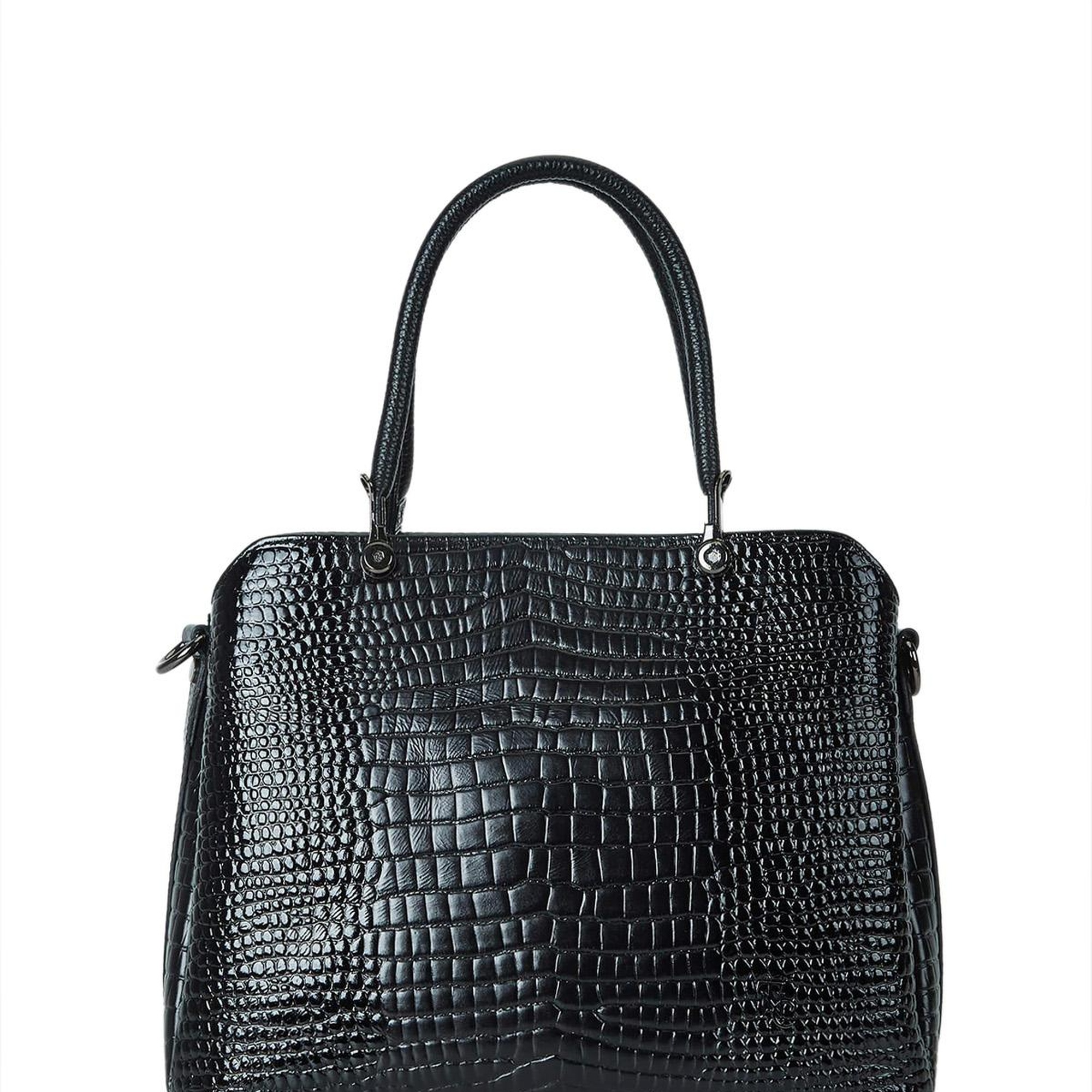 Tamer Tanca Kadın Hakiki Deri Siyah Kroko Kol Çantası