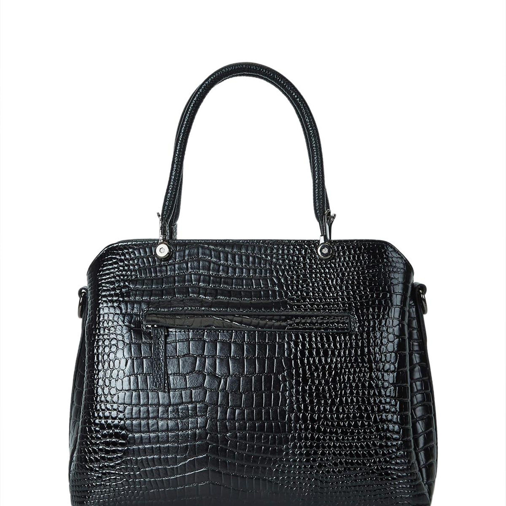 Tamer Tanca Kadın Hakiki Deri Siyah Kroko Kol Çantası