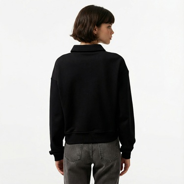  Nautica Kadın Siyah Oversize Uzun Kollu Polo