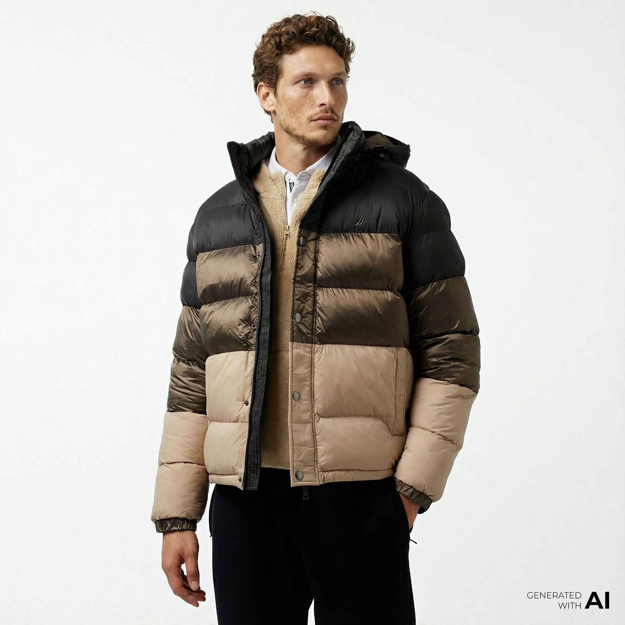  Nautica Erkek Kahverengi Renk Bloklu Mont