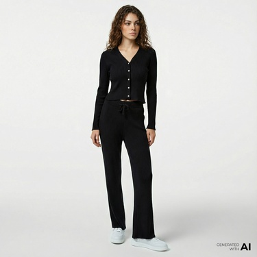  Nautica Kadın Siyah Regular Fit Pantolon