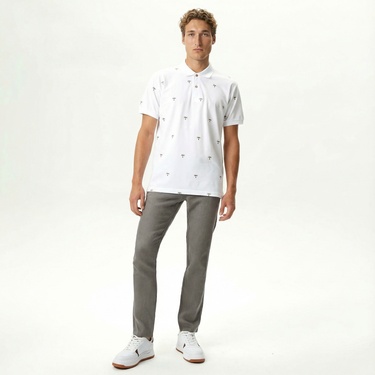  Nautica Erkek Beyaz Classic Fit Kısa Kollu Desenli Polo Yaka T-Shirt