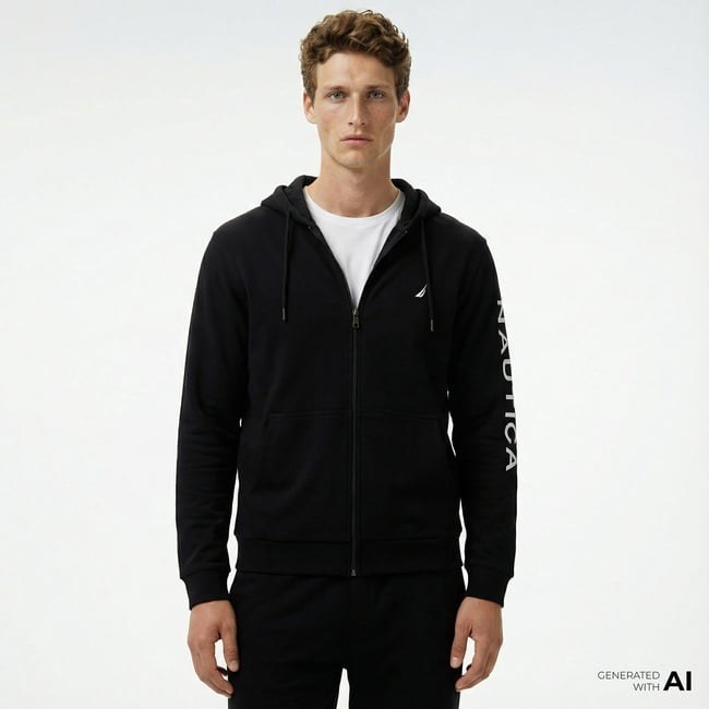  Nautica Erkek Siyah Standart Fit Sweatshirt