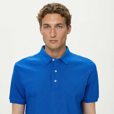  Nautica Erkek Mavi Slim Fit Kısa Kollu Polo Yaka T-Shirt