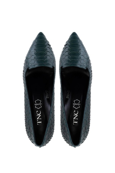  Tamer Tanca Kadın Hakiki Deri Yeşil Yılan Klasik Ayakkabı