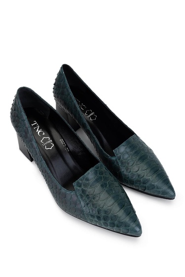  Tamer Tanca Kadın Hakiki Deri Yeşil Yılan Klasik Ayakkabı