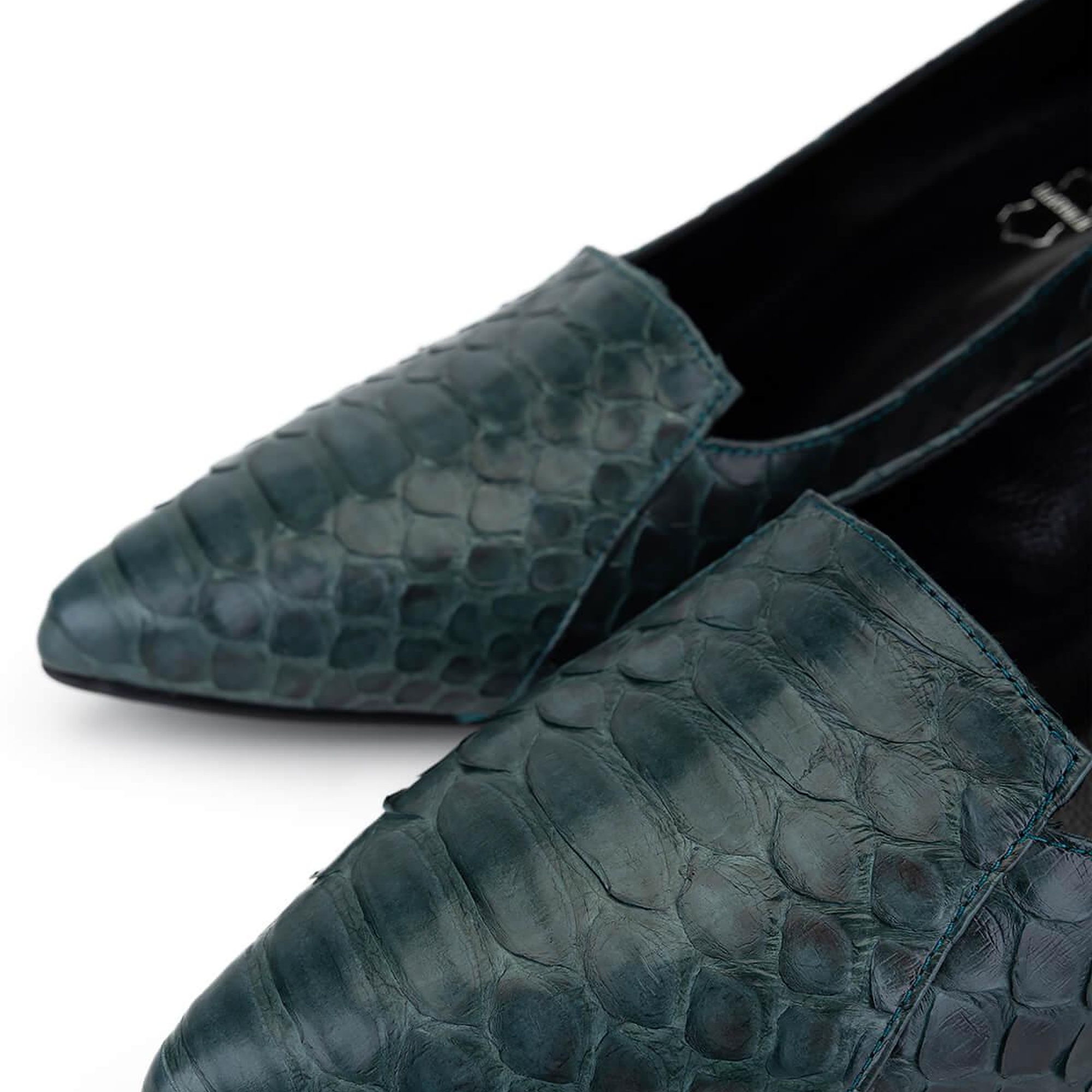 Tamer Tanca Kadın Hakiki Deri Yeşil Yılan Klasik Ayakkabı