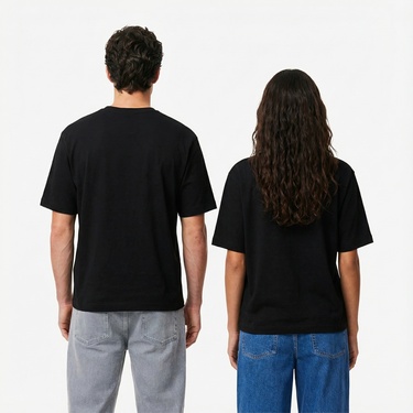  Lacoste Unisex Loose Fit Bisiklet Yaka Siyah T-Shirt