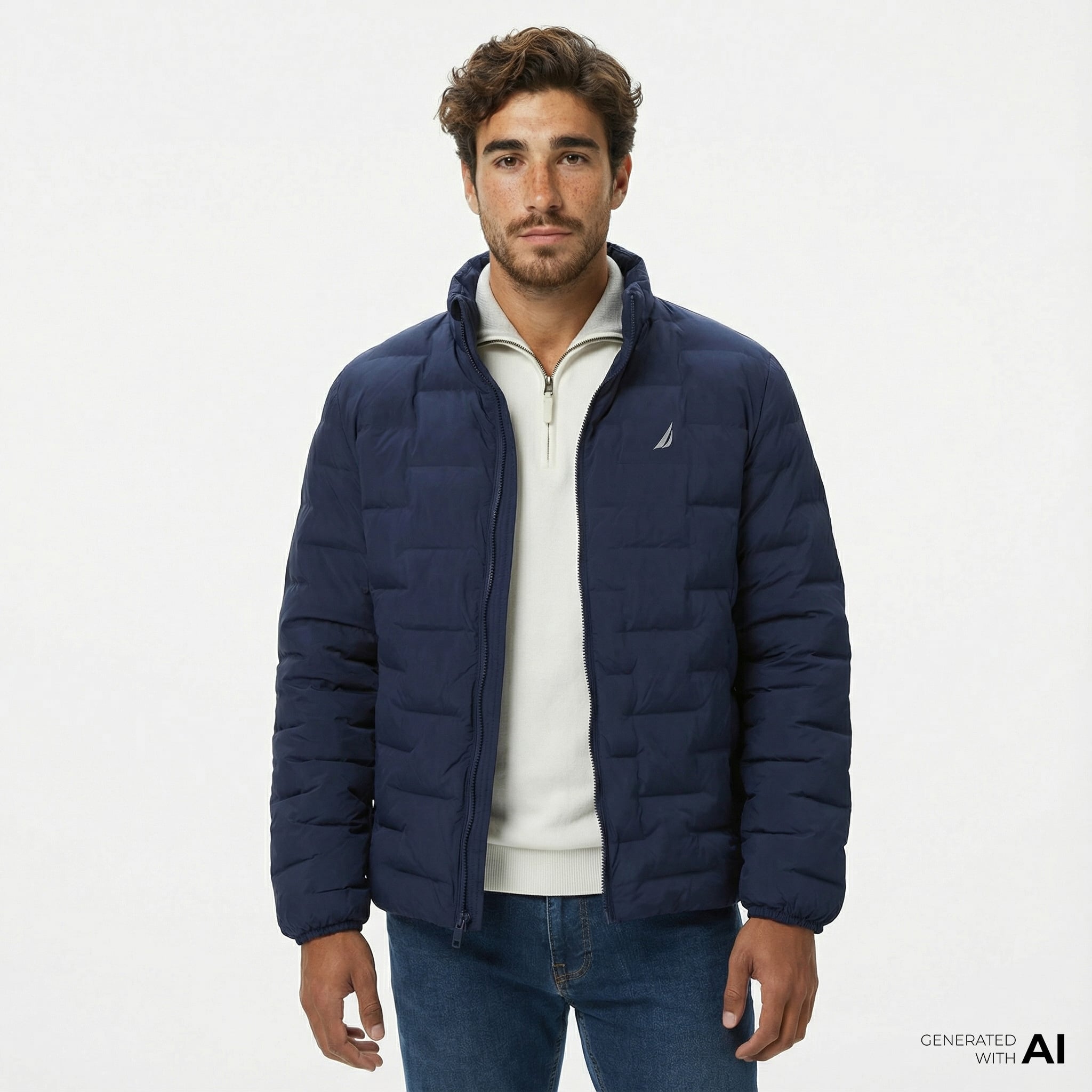  Nautica Erkek Lacivert Standart Fit Dik Yaka Mont