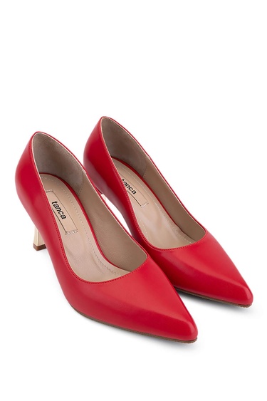  Tamer Tanca Kadın Vegan Kırmızı Stiletto Ayakkabı