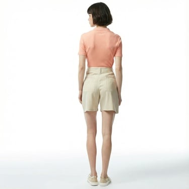  Nautica Kadın Bej Relaxed Fit Çizgili Şort