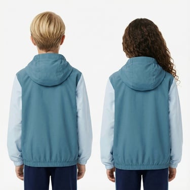  Lacoste Çocuk Kapüşonlu Renk Bloklu Lacivert Ceket