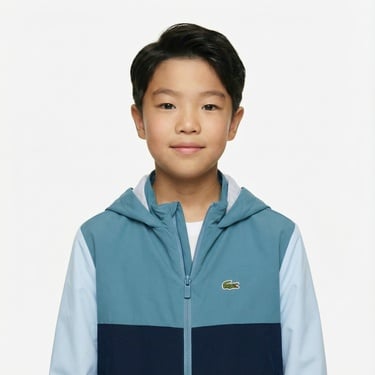  Lacoste Çocuk Kapüşonlu Renk Bloklu Lacivert Ceket