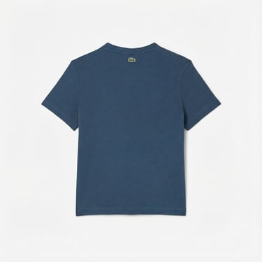  Lacoste Çocuk Bisiklet Yaka Baskılı Lacivert T-Shirt