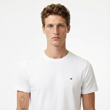  Tommy Hilfiger Elevated Essentials Erkek Beyaz T-Shirt