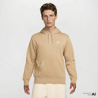  Nike Club Erkek Bej Hoodie