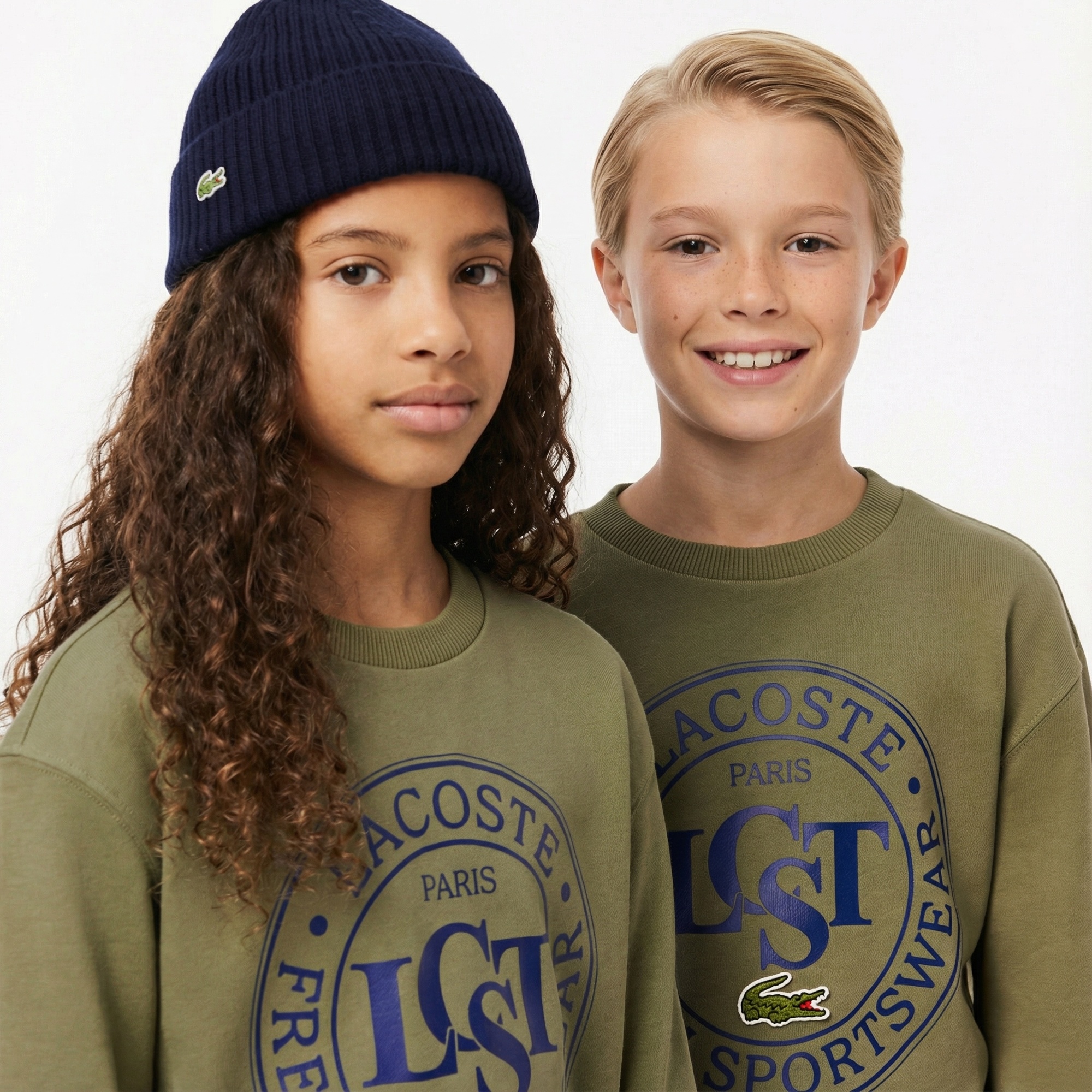 Lacoste Çocuk Bisiklet Yaka Baskılı Haki Sweatshirt