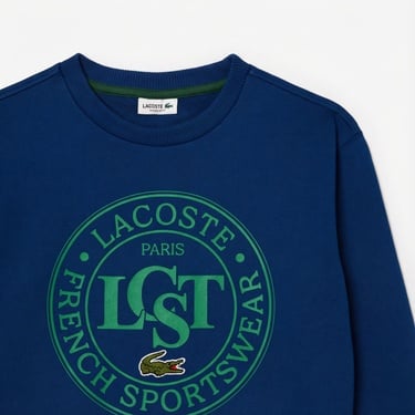  Lacoste Çocuk Bisiket Yaka Baskılı Lacivert Sweatshirt