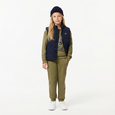  Lacoste Çocuk Bisiklet Yaka Baskılı Haki Sweatshirt