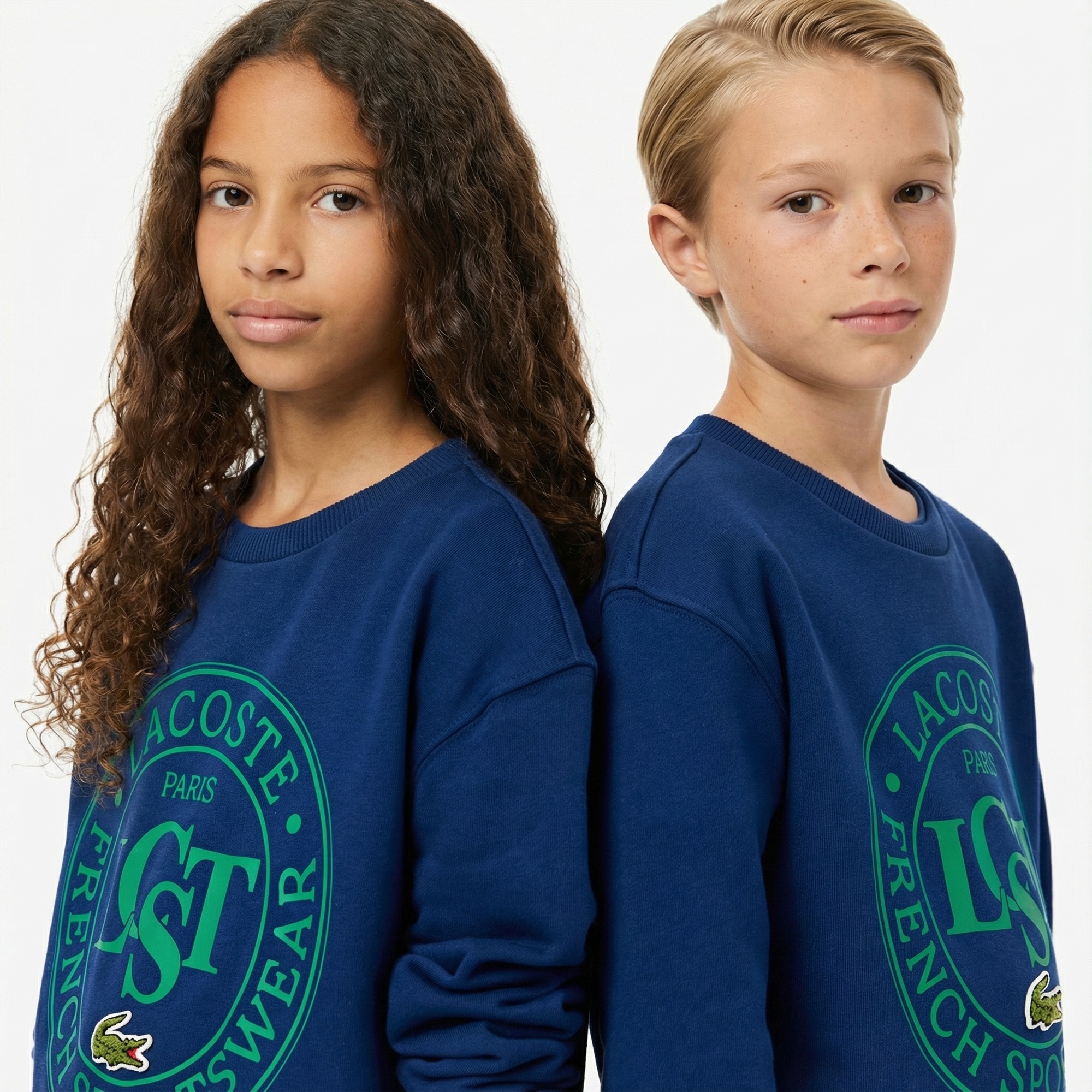 Lacoste Çocuk Bisiket Yaka Baskılı Lacivert Sweatshirt