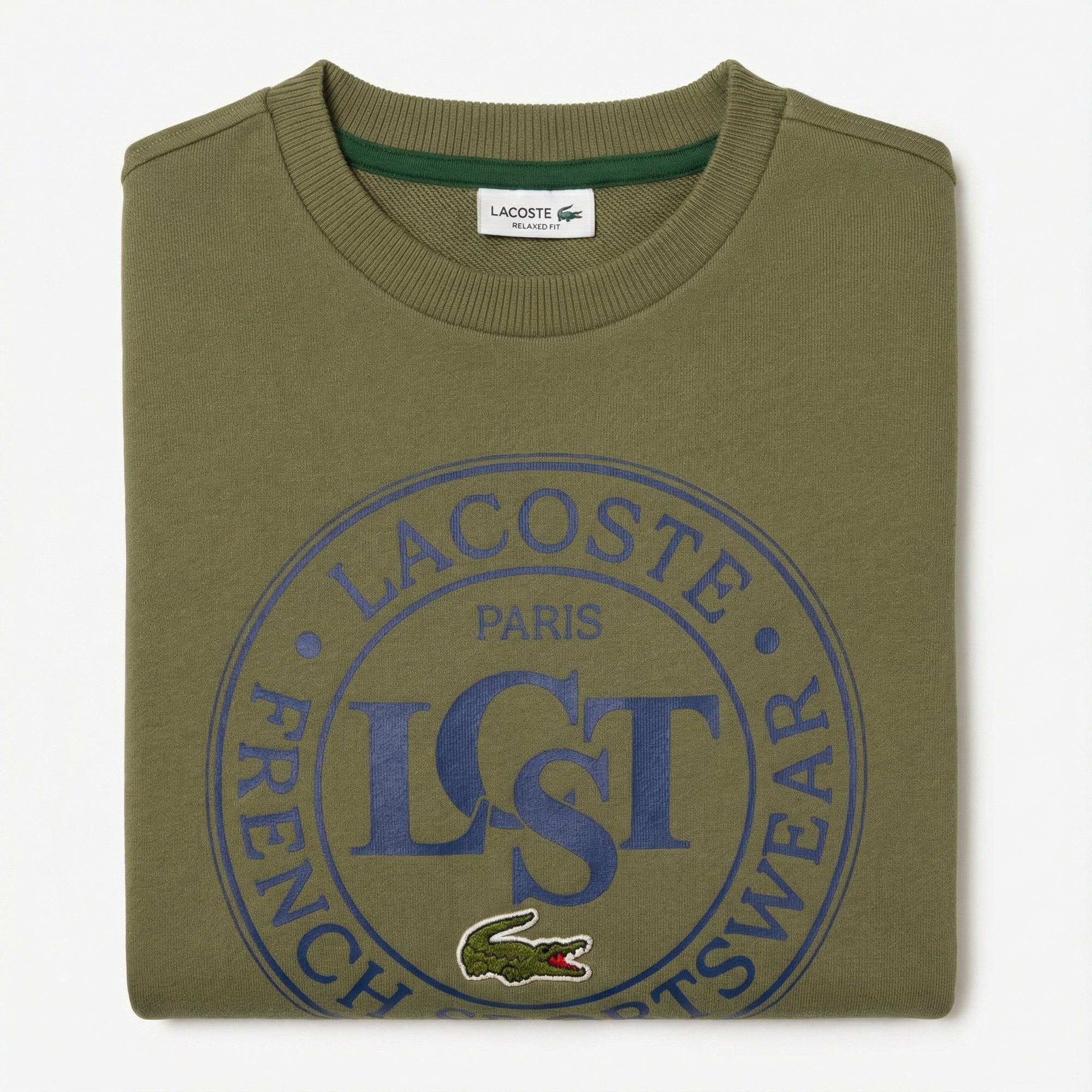 Lacoste Çocuk Bisiklet Yaka Baskılı Haki Sweatshirt