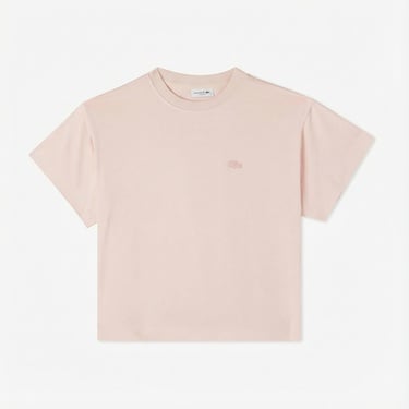  Lacoste Kadın Loose Fit Bisiklet Yaka Pembe T-Shirt