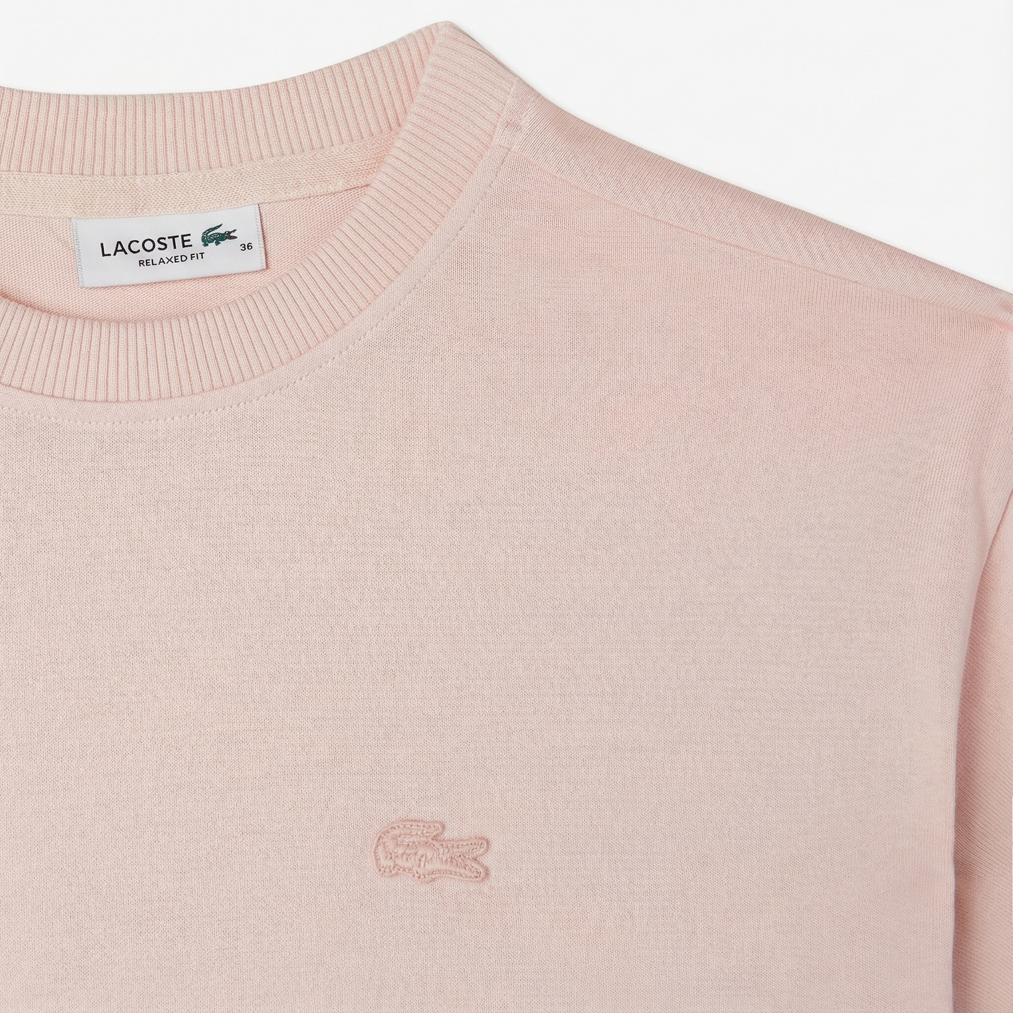 Lacoste Kadın Loose Fit Bisiklet Yaka Pembe T-Shirt