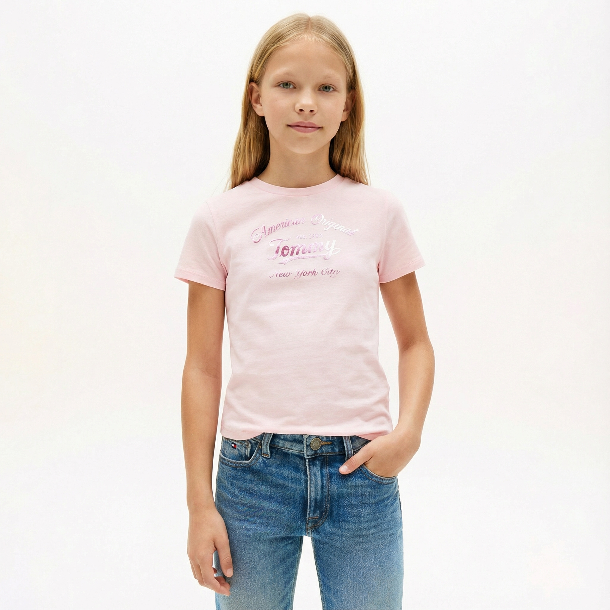 Tommy Hilfiger Script Çocuk Pembe T-Shirt