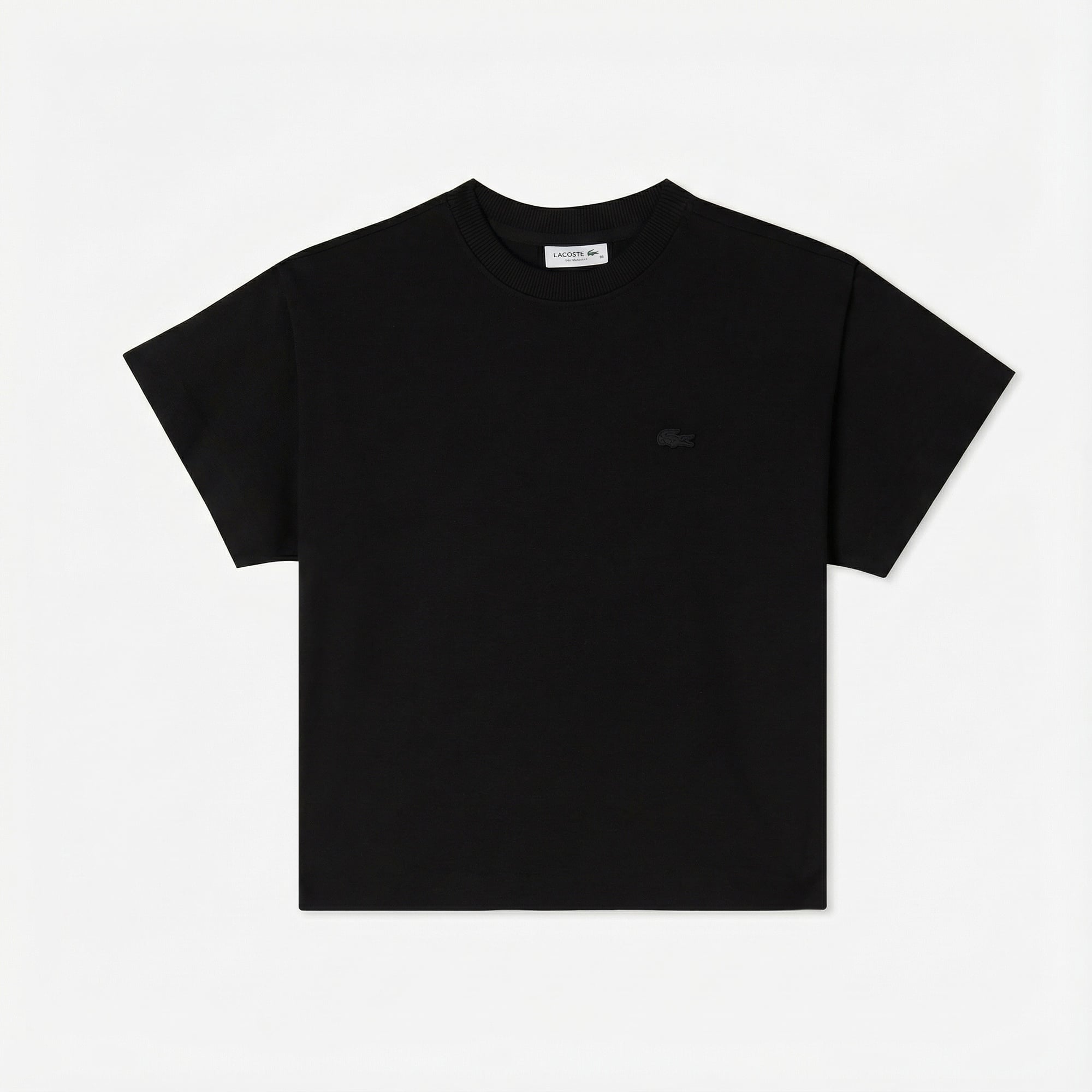 Lacoste Kadın Loose Fit Bisiklet Yaka Siyah T-Shirt