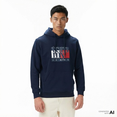  Tommy Hilfiger Twist Flag Erkek Lacivert Hoodie