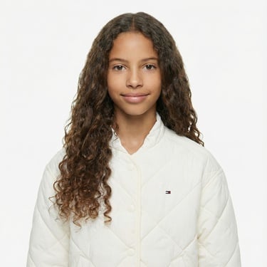  Tommy Hilfiger Quilted Çocuk Beyaz Ceket