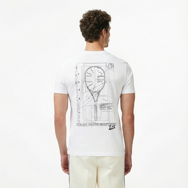  Lacoste x Rolex Paris Unisex Regular Fit Bisiklet Yaka Beyaz T-Shirt