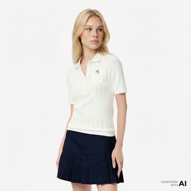  Lacoste L.12.D Kadın Slim Fit Beyaz Polo