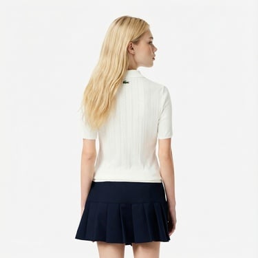  Lacoste L.12.D Kadın Slim Fit Beyaz Polo