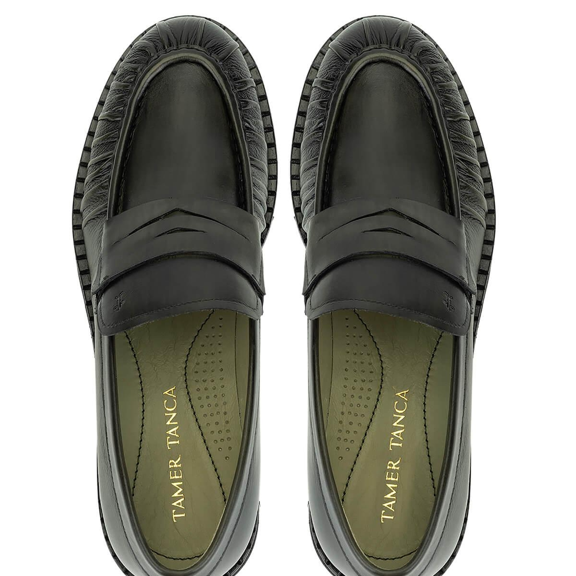 Tamer Tanca Erkek Hakiki Deri Yeşil Loafer Ayakkabı