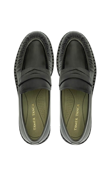  Tamer Tanca Erkek Hakiki Deri Yeşil Loafer Ayakkabı