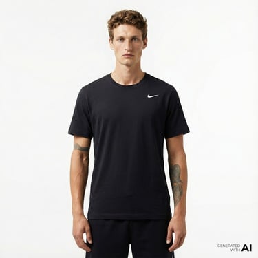  Nike Dri-Fit Crew Solid Erkek Siyah T-Shirt